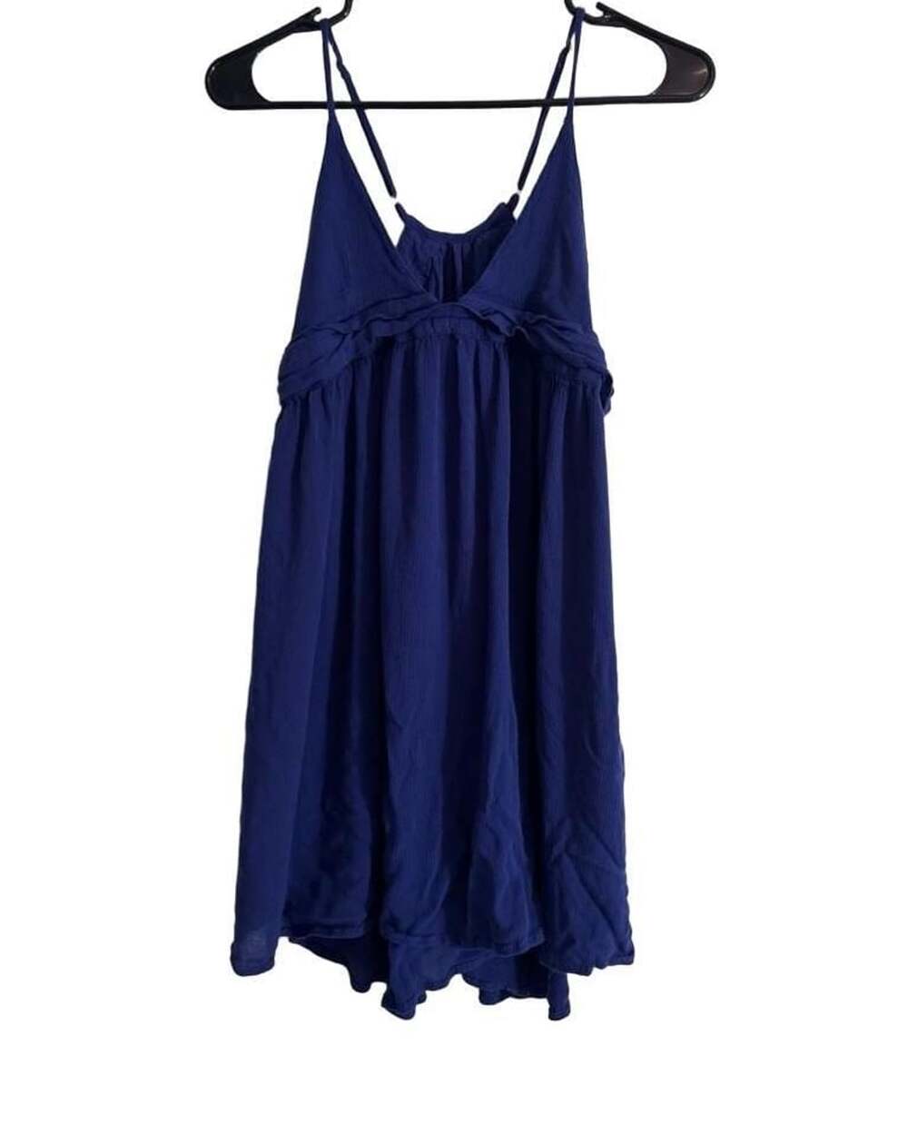 La Class Blue Rayon Ruffle Spaghetti Strap Mini Dress Size L